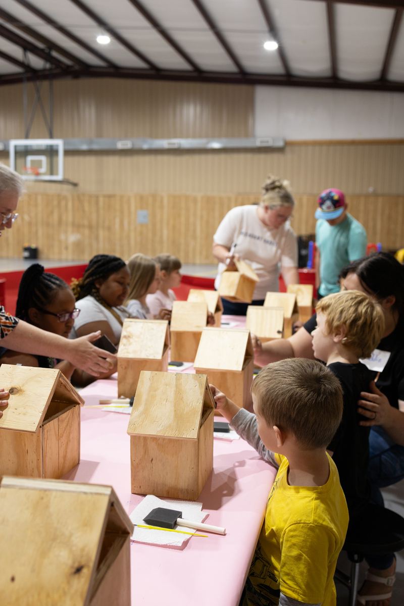 Birdhouse craft tables at VBS 2026